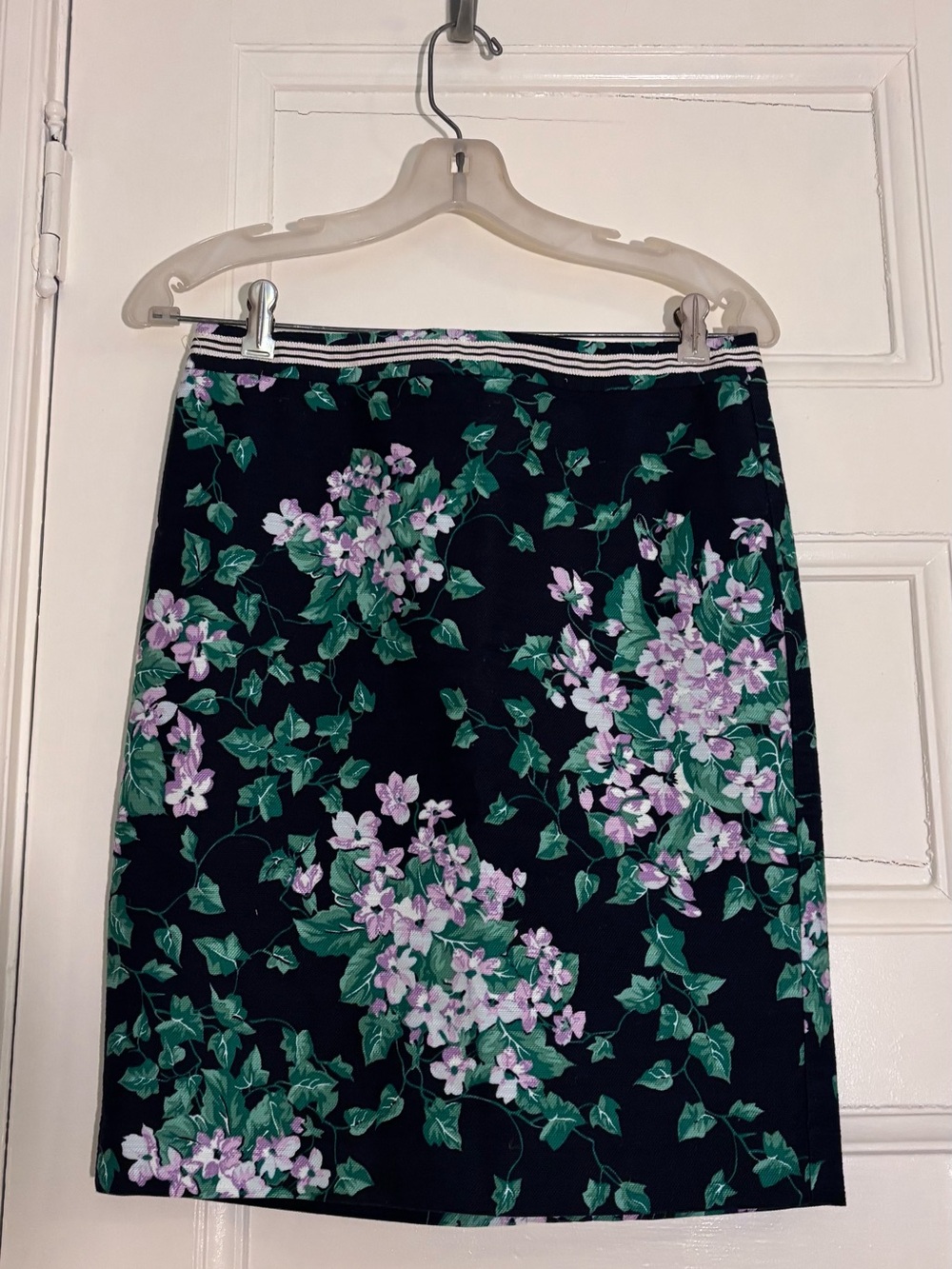 Talbots Floral Pencil Skirt - Navy Blue with Green & Pink Floral